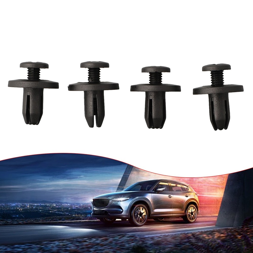 Black Plastic Rivet Clips for Car Bumpers and Side Skirts 6mm Hole (100pcs)