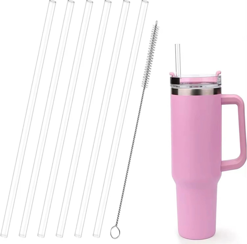 Reusable Straws 6-Pack with Stainless Steel For 40 oz Quencher Tumbler, White