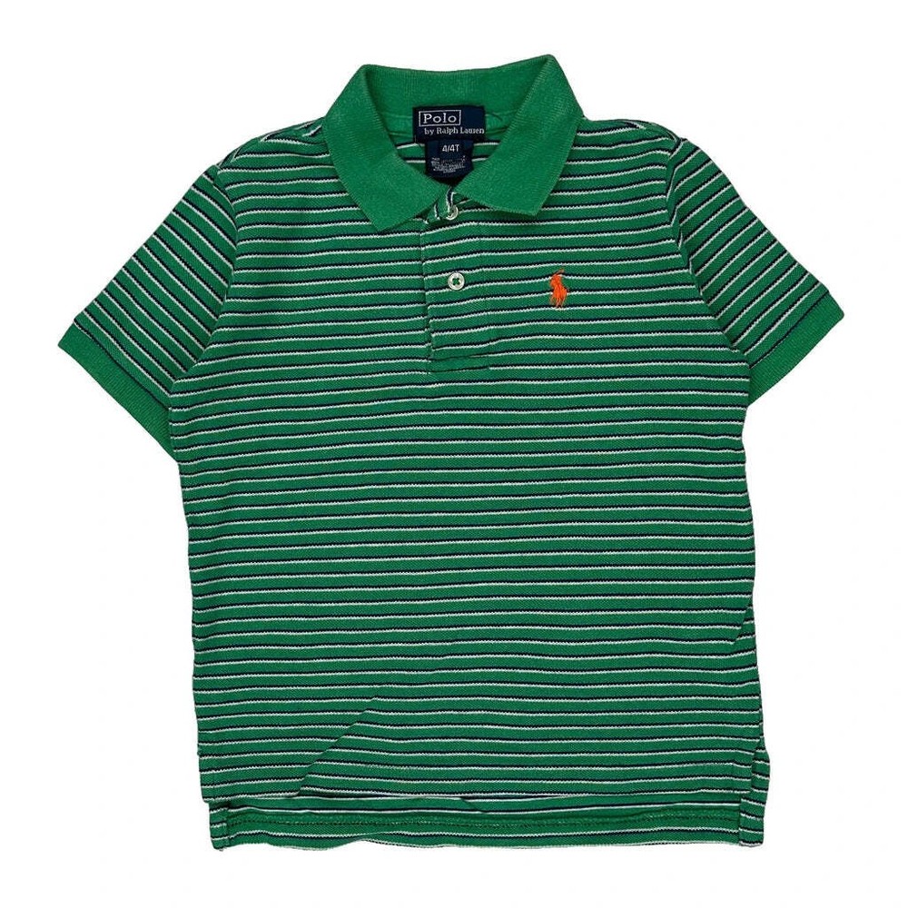 Age 4 Polo By Ralph Lauren Striped Polo Shirt - XS Green Cotton