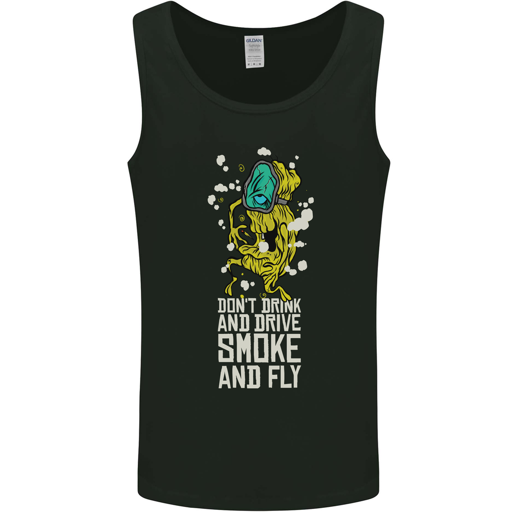 Funny Weed Cannabis Smoke and Fly Mens Vest Tank Top