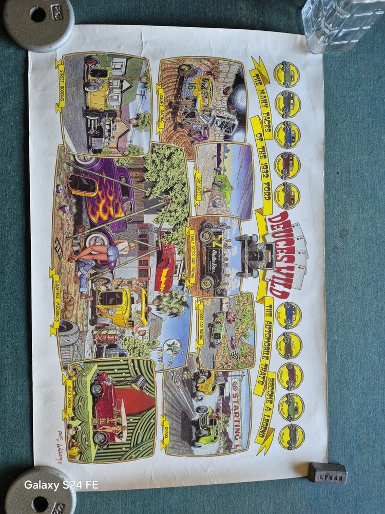 2'x3' ROBERT WILLIAMS DEUCES WILD Poster Ford Model A Car Art Man Cave Hot Rod