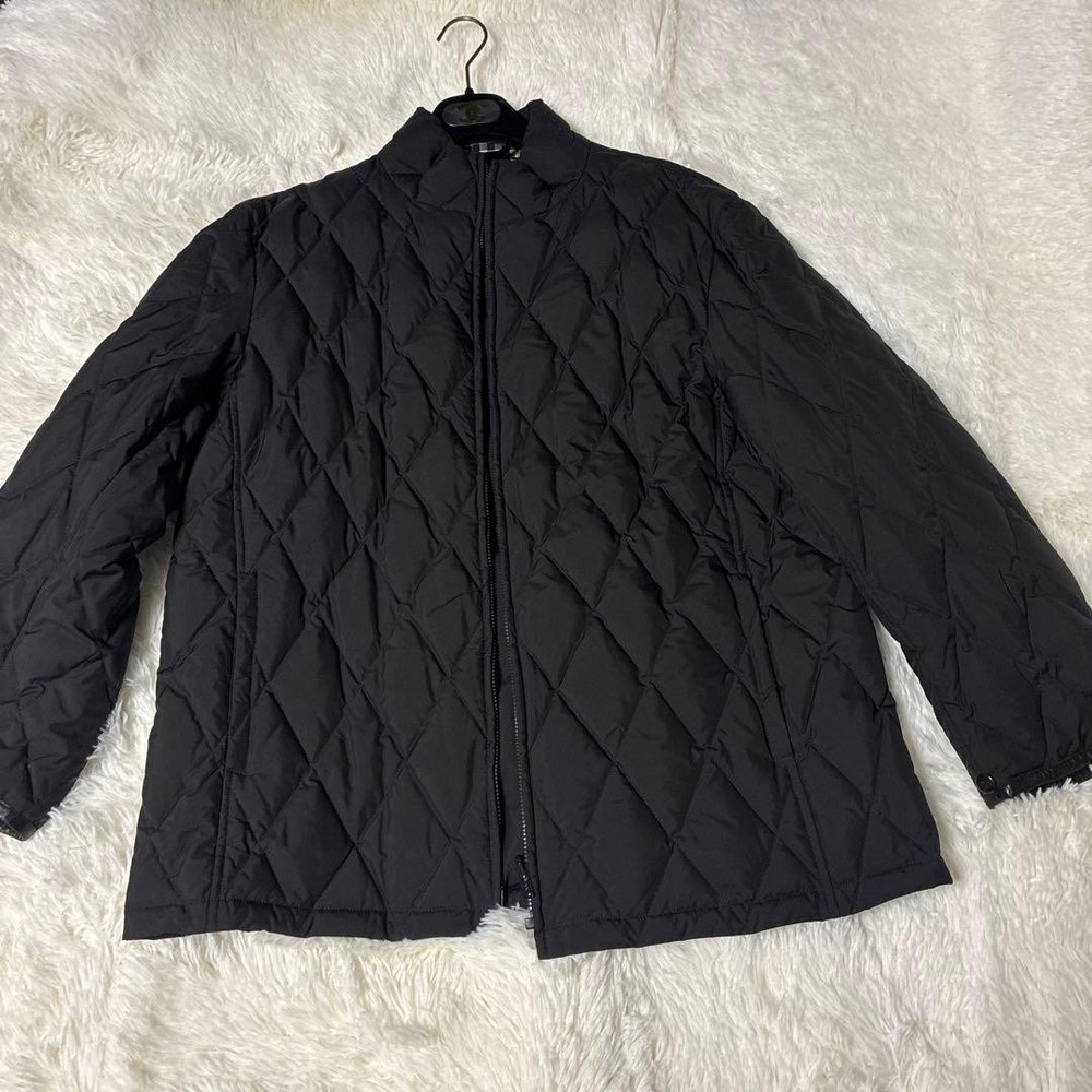 Aquascutum Quilted Down Jacket Black Authentic Polyester Asian fit L US size M