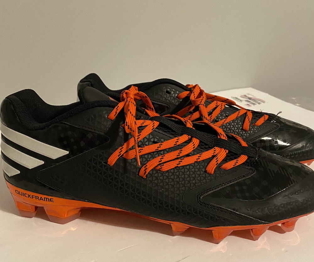 Adidas Mens Mid Lace-Up Football Cleat in Black Orange White Quick Frame  
