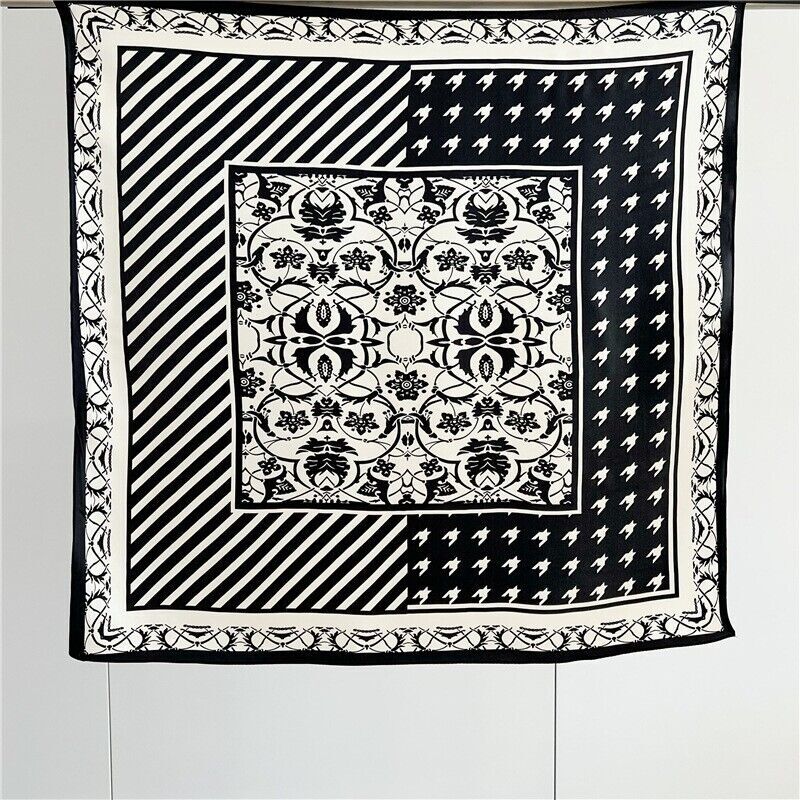 Mulberry Silk Scarf Patchwork Print Shawl Kerchief Hairband Necktie 26 Inch