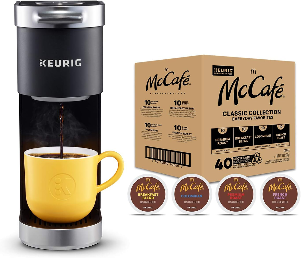 K-Mini Plus Coffee Maker with McCafé Classic Collection Variety Pack - 40 Count Single Serve Pods