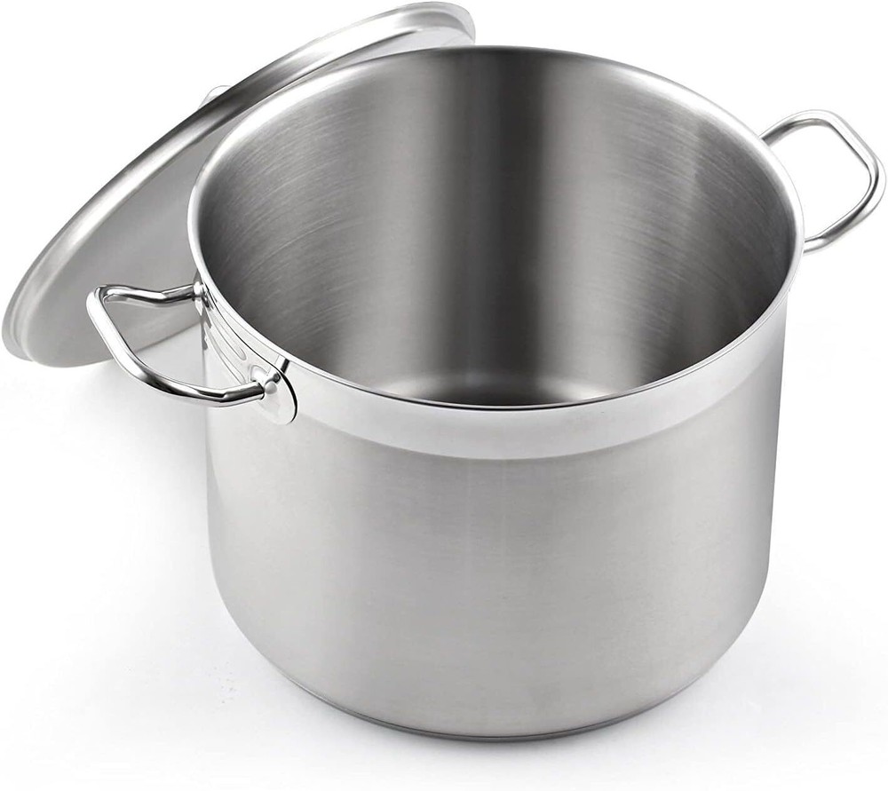 8 Quart Professional Stainless Steel Stockpot with Lid Silver