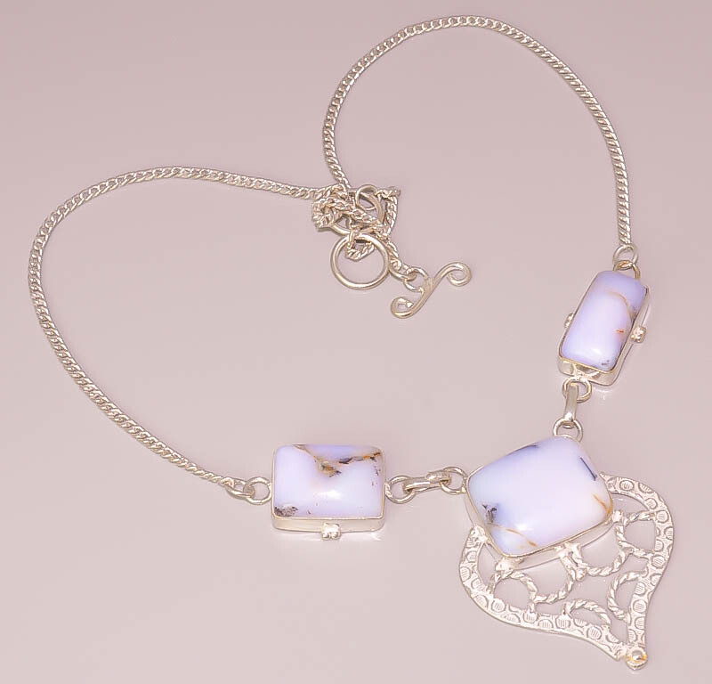 Dendrite Opal Handmade Gemstone Jewelry 925 STERLING SILVER PLATED NECKLACE