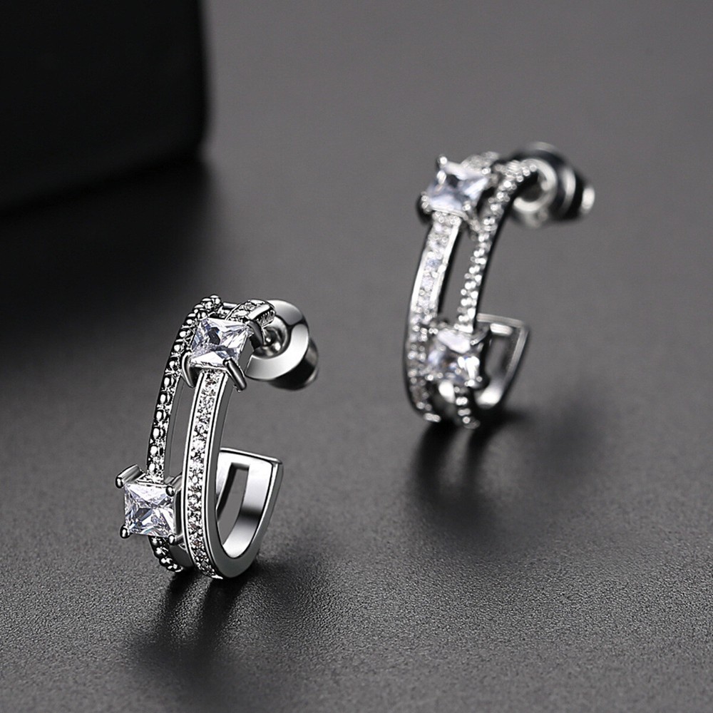Fashion Simple And Small Gold Plated Micro Set Zircon Women's Earrings Jewelry