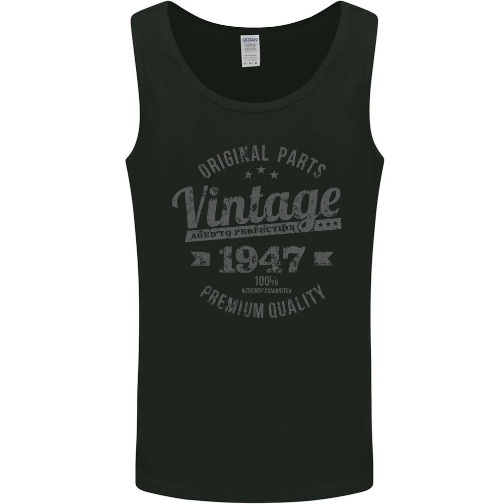 Vintage Year 78th Birthday 1947 Mens Vest Tank Top Black