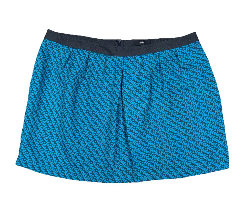 Mossimo A-Line Geometric Pattern Pleated Skirt Back Zip & Clasp XXL