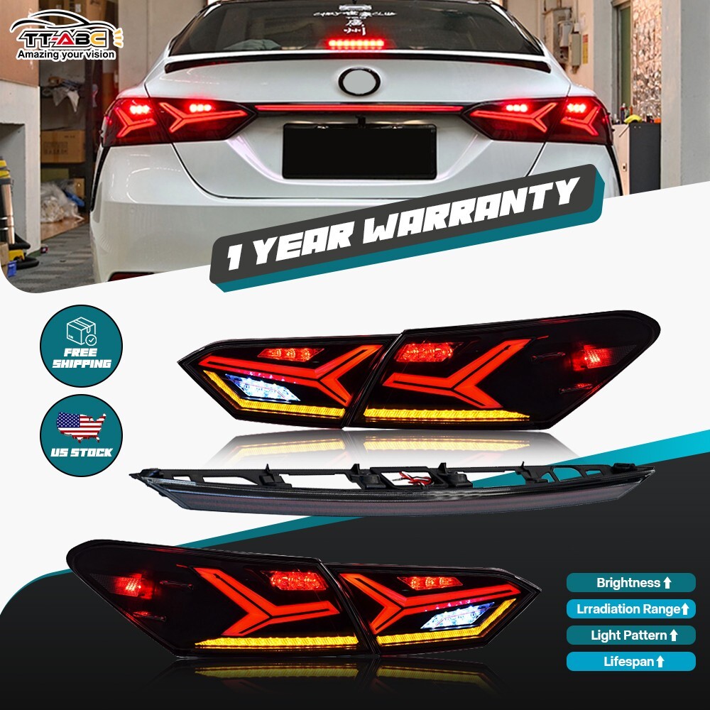 Pair LED Tail Lights Center Trunk For Toyota Camry 2018-2024 Rear Lamps Assembly