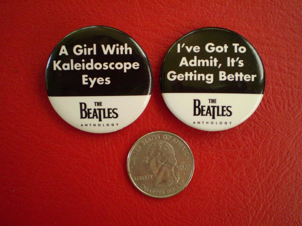 Beatles 1995 Anthology Capitol Records Promo Badges Pins Buttons 1.5 Inch