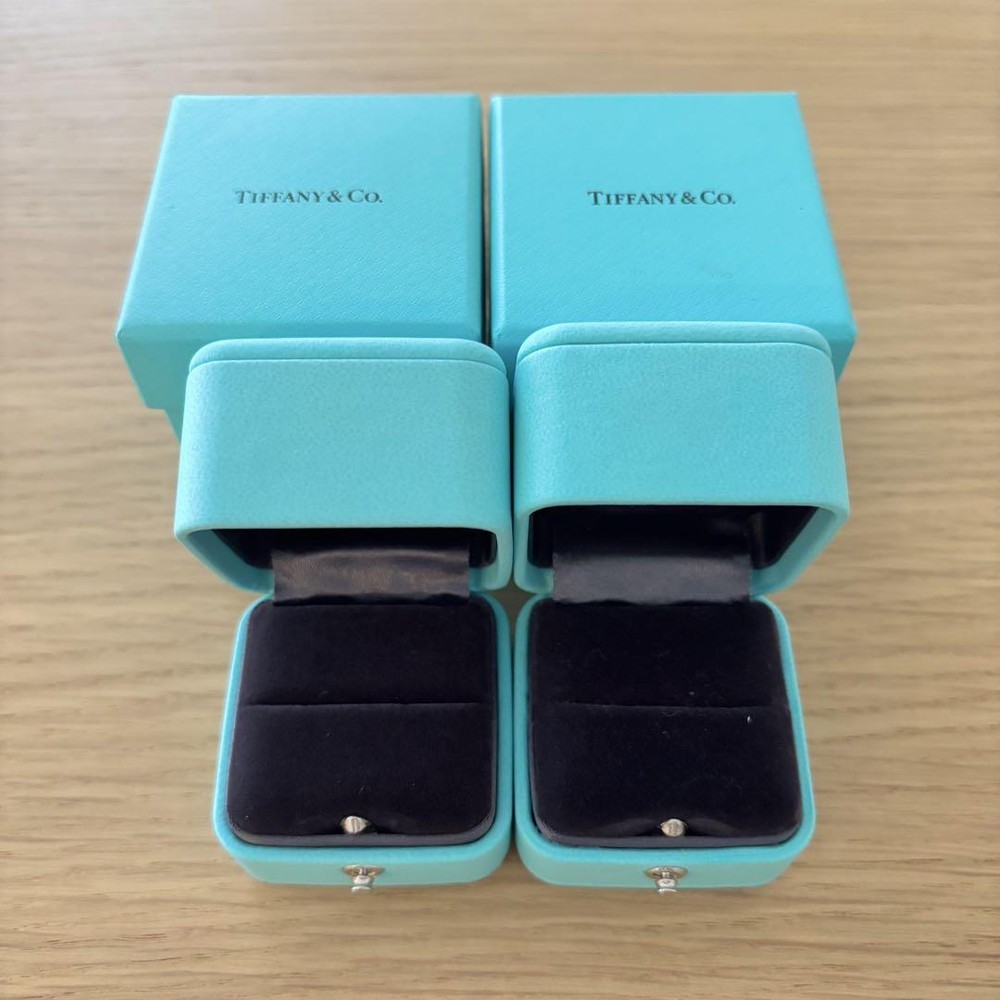 Tiffany Blue Jewelry Box Set of 2 Vintage Ring Storage Case Gift mzmr A