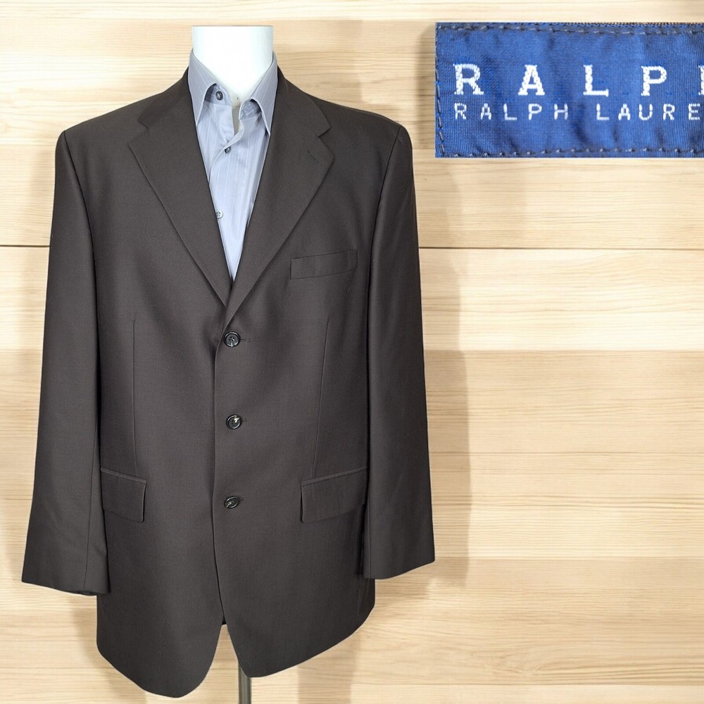 Ralph Lauren Mens 44L Brown Wool 3-Button Blazer Jacket Canada VL