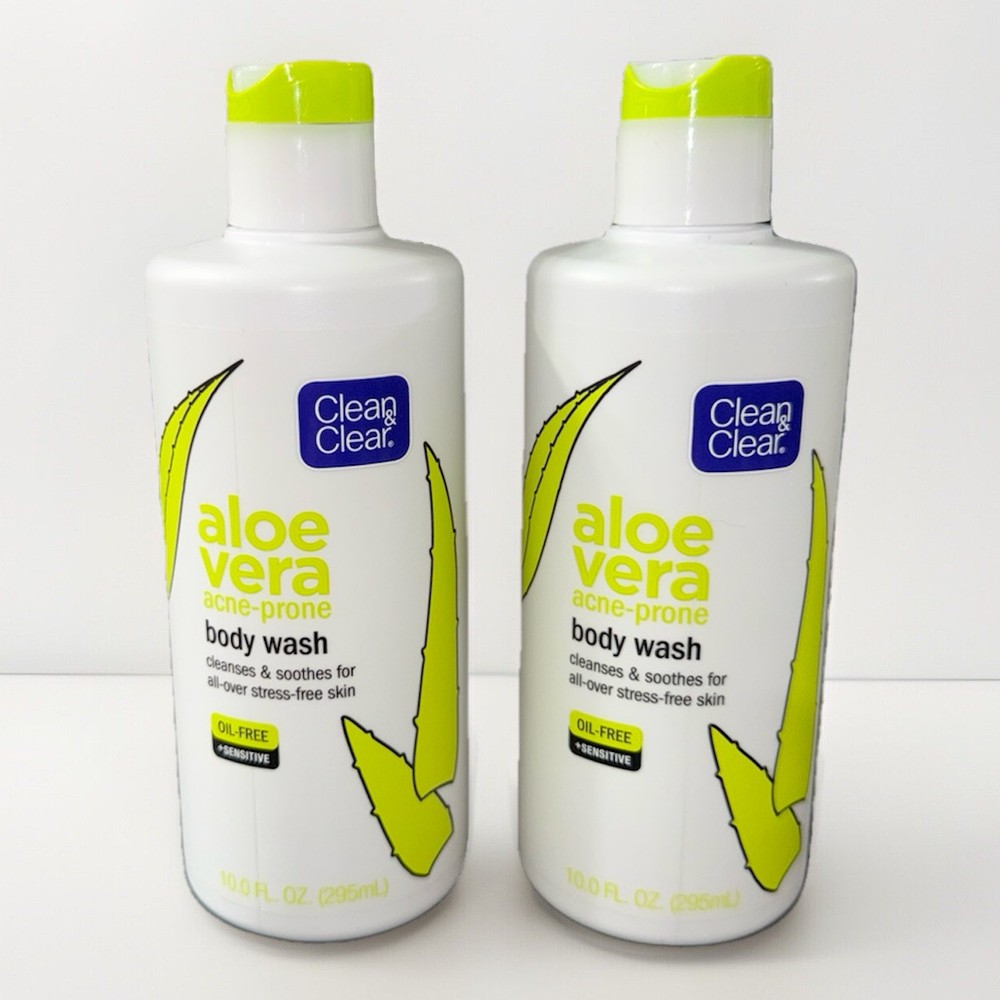 Clean & Clear Aloe Vera Acne Prone Face/Body Wash for Sensitive Skin X2PK, 10oz