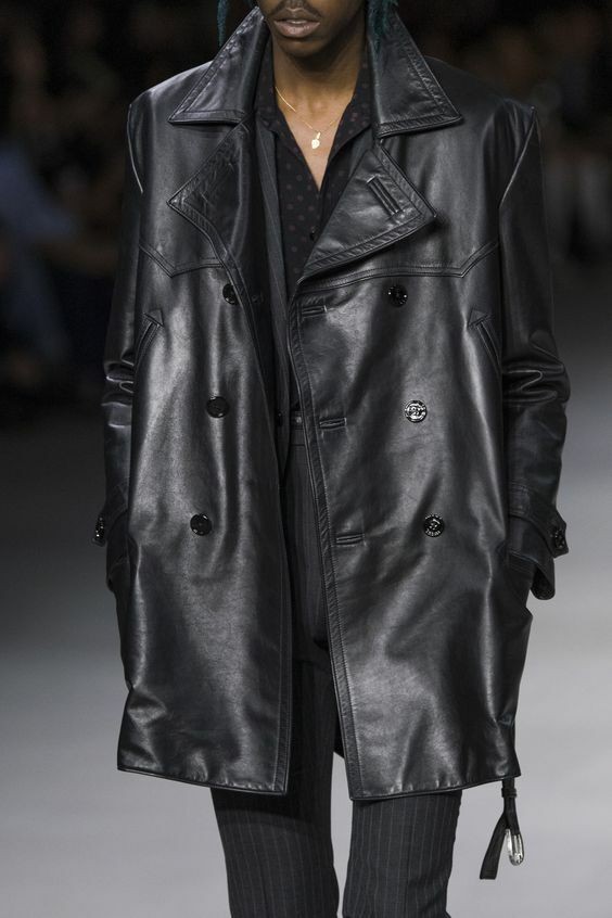 Men Black Long Trench Coat Lambskin Leather Jacket long length Motorcycle Coat