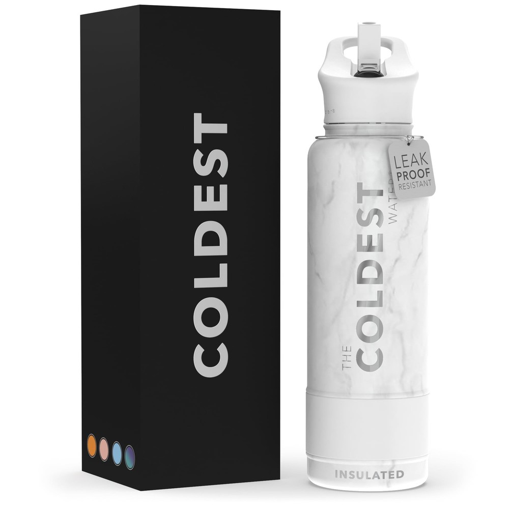 Coldest Insulated Stainless Steel Water Bottle with Straw Lid