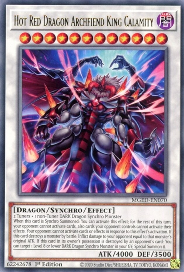 Hot Red Dragon Archfiend King Calamity MGED-EN070 1st Ed Rare Near Mint
