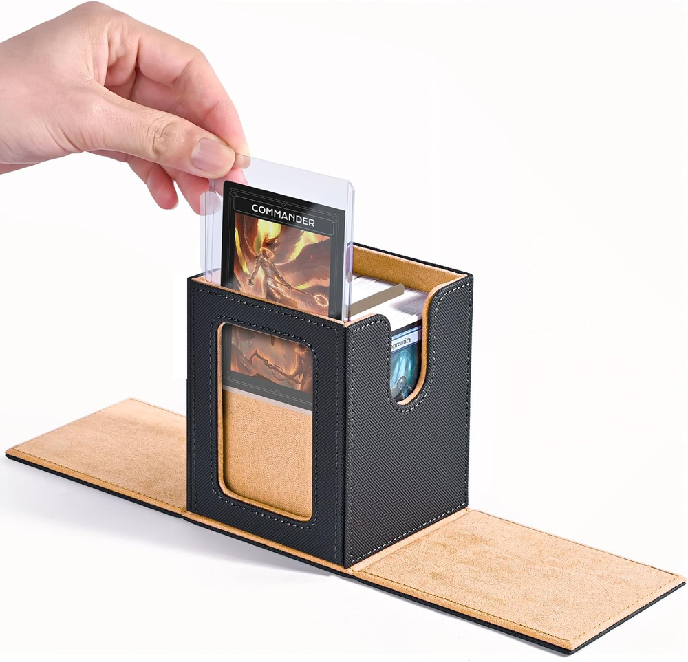 MTG Deck Box with Commander Window Display, Trading Card Storage Box Holds 100 D