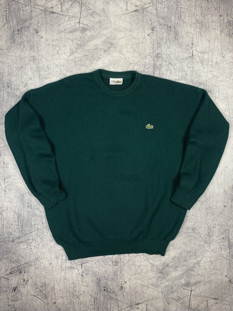 Vintage Lacoste Chemise Croc Logo Green Wool Sweater Knitted Men’s Size XL