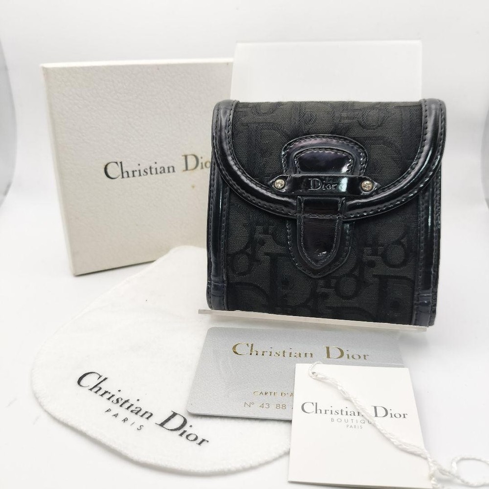 Christian Dior Trotter Canvas Black Folding Wallet for Men