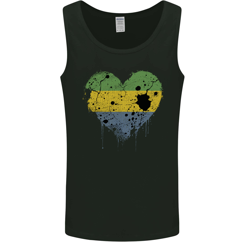 Love Gabon Flag Gabonese Day Football Mens Vest Tank Top
