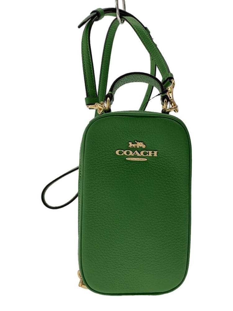 COACH Eva Leather Crossbody Bag in Green CB854 Preowned
