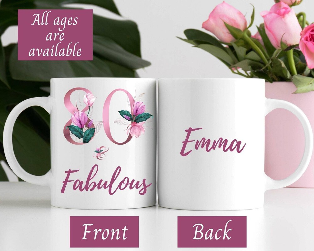 80 And Fabulous Coffee Mug For Woman 80th Birthday Gift For Her Personalized
