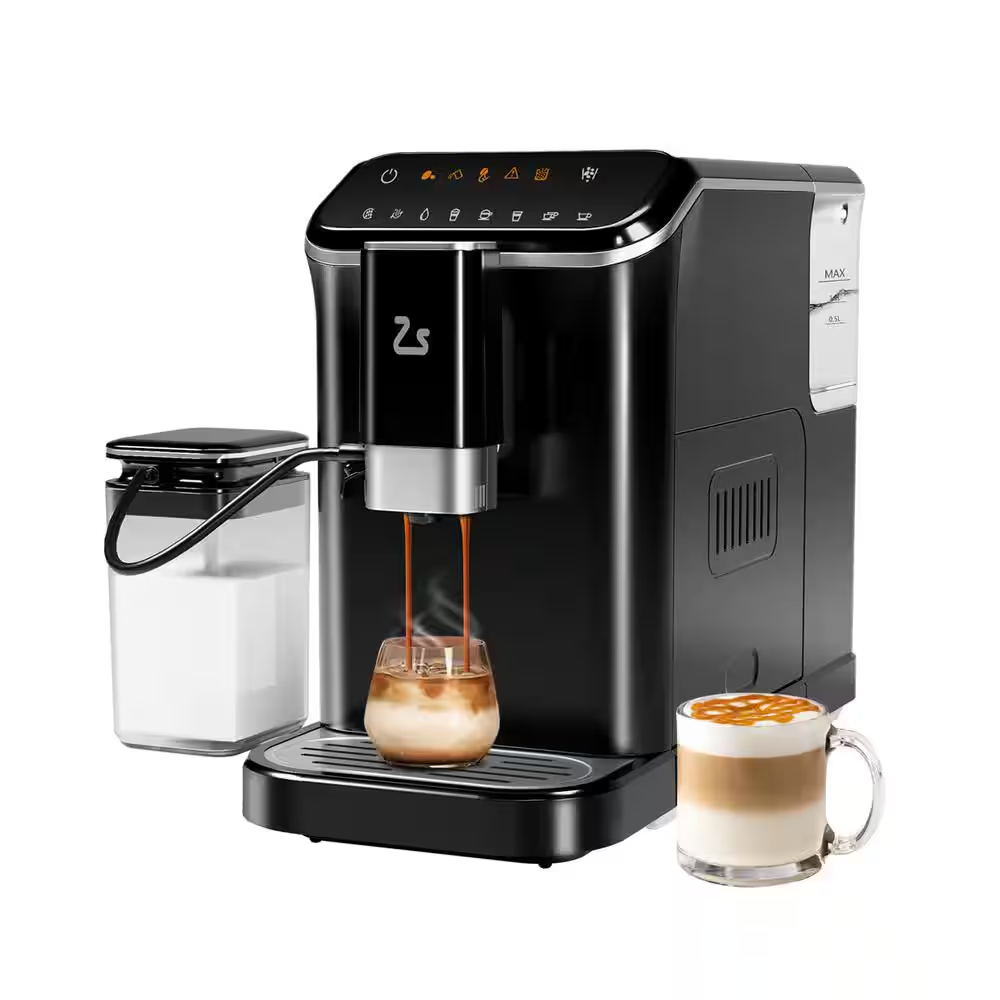 2 Cup All-In-One 20 Bar Espresso Machine in Black with Built-In Grinder and Auto