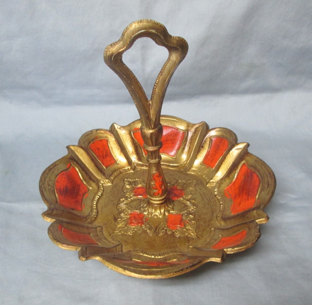 Vintage Florentine Italy Handled Tidbit Tray by Enesco Imports