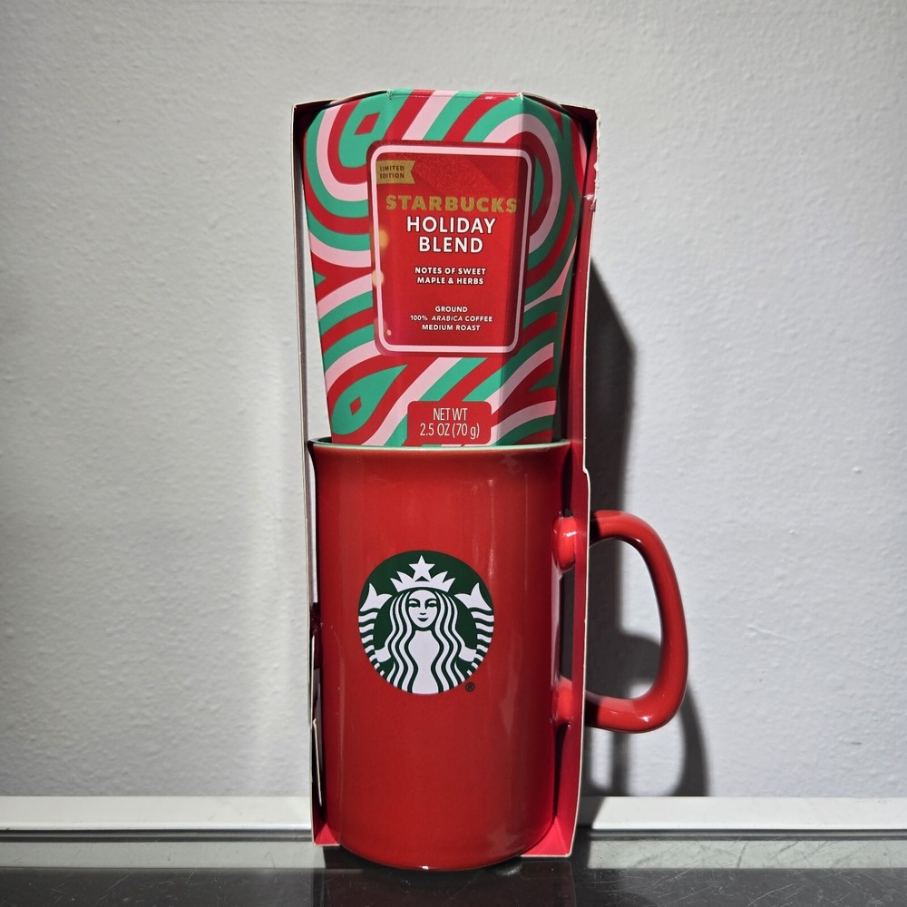 Red Starbucks Holiday Blend Mug And Coffee Set
