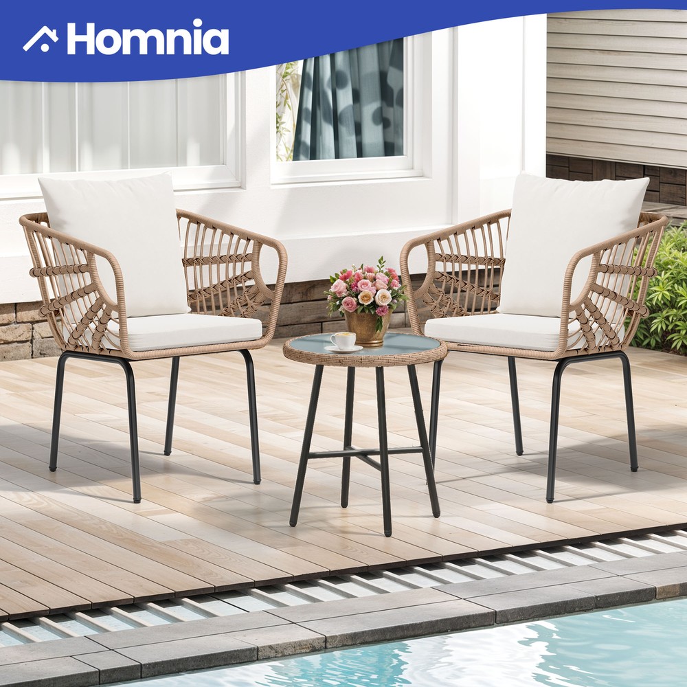 3-Piece All-Weather Wicker Patio Bistro Set with Coffee Table  