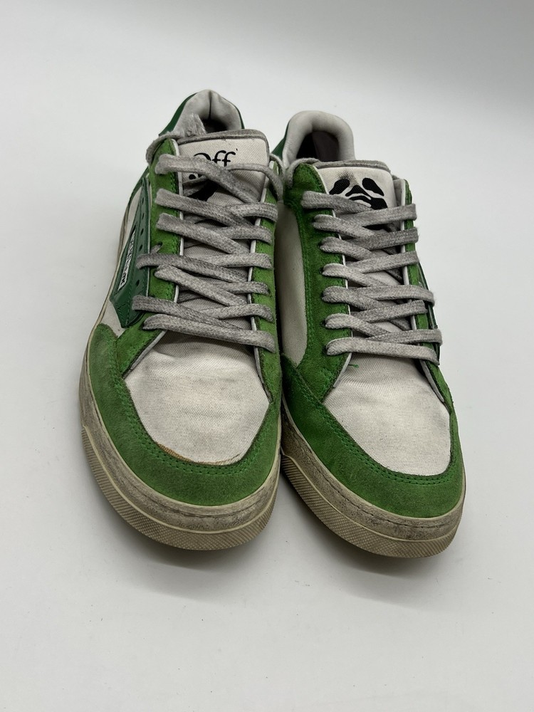 Off-White 5.0 Men's Sz 43 US 10 White And Green Low Top Lace Up Fashion Sneakers