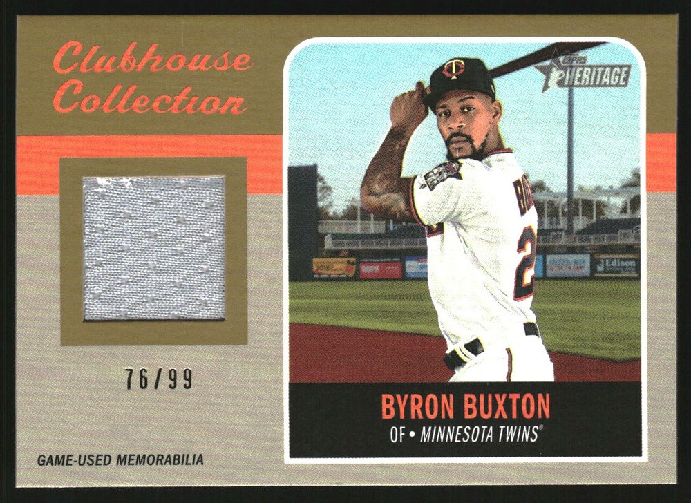 2019 Topps Heritage Clubhouse Collection Relics Gold #CCRBBU Byron Buxton HN /99