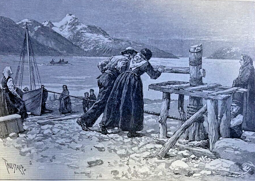 1889 Norway Telemarken Herring Fishing Bergen Harbor illustrated