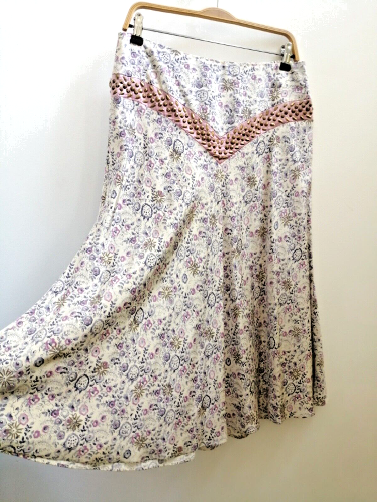 Chloé vintage Phoebe Philo silk midi skirt with studs size M/L