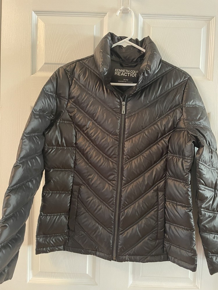 Kenneth Cole Womens Black Insulated Puffer Jacket Full Zip Medium-image