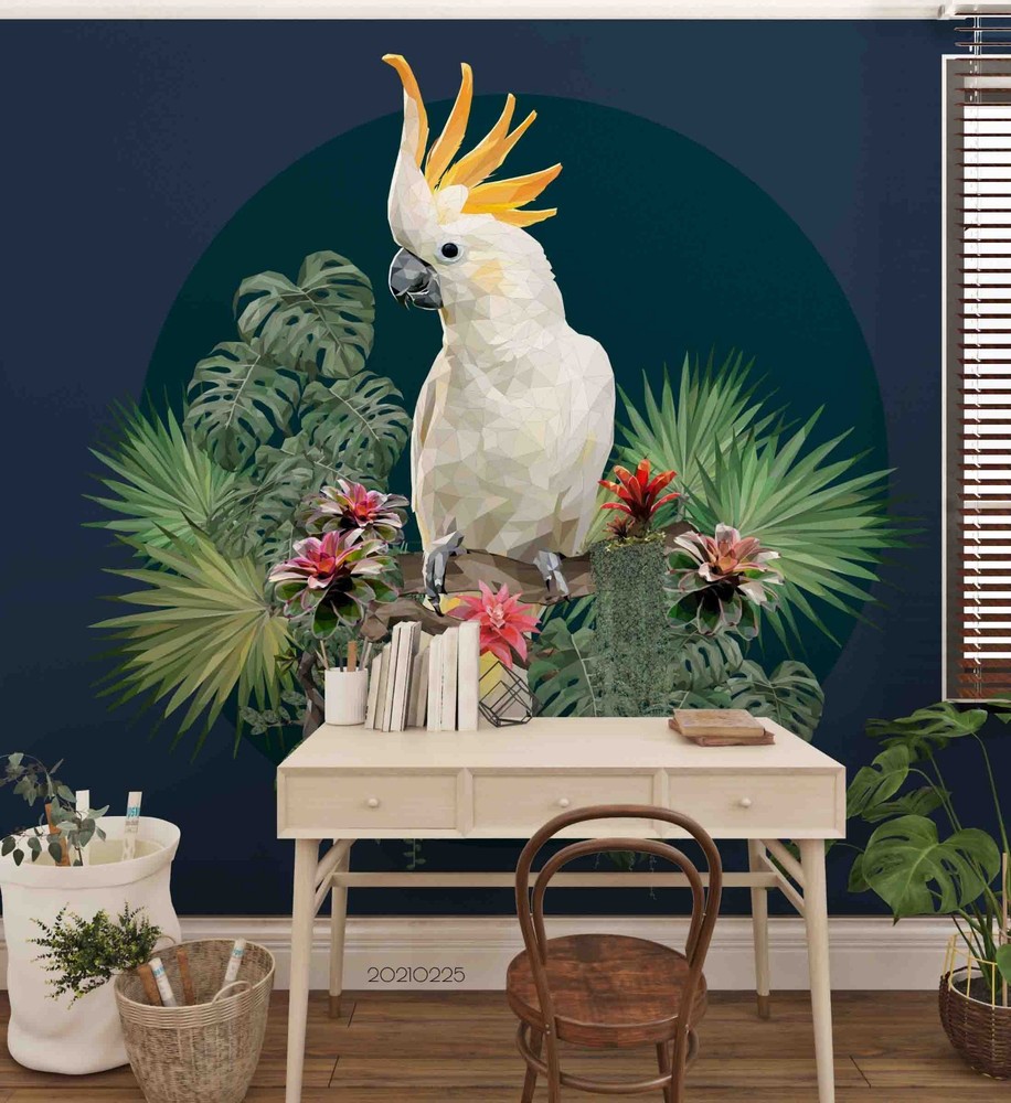 3D Plant Parrot Illustration Wall Murals Wallpaper Murals Wall Sticker 7