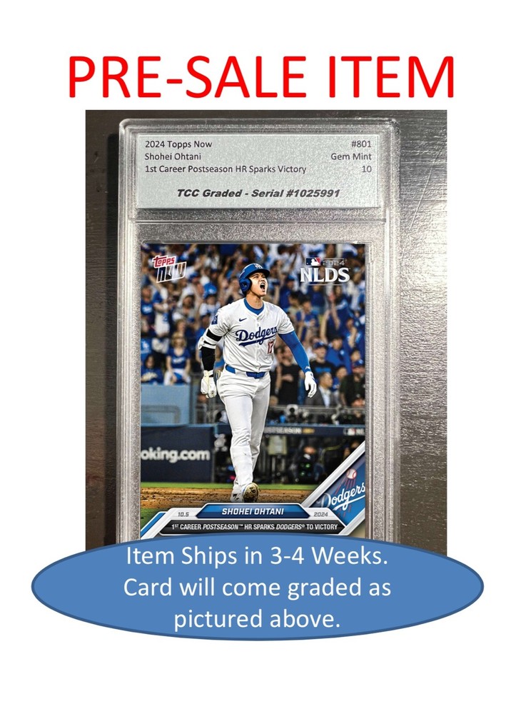 PRESALE 2024 Topps Now Shohei Ohtani 1st Career Postseason HR TCC Grade Gem Mint-image