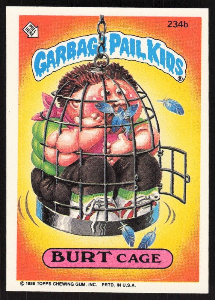 1986 Topps Garbage Pail Kids Burt Cage Sticker Cards
