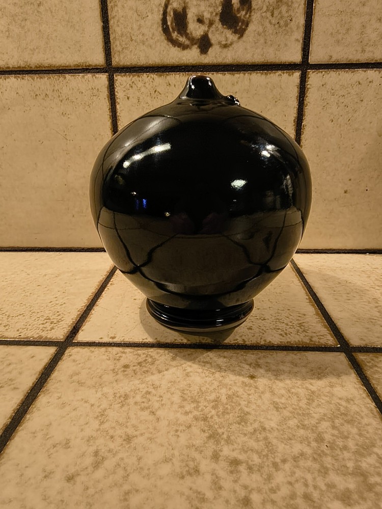 Vintage 1970s Pottery  Weed Pot Bud Vase beautiful brown glaze hand thrown