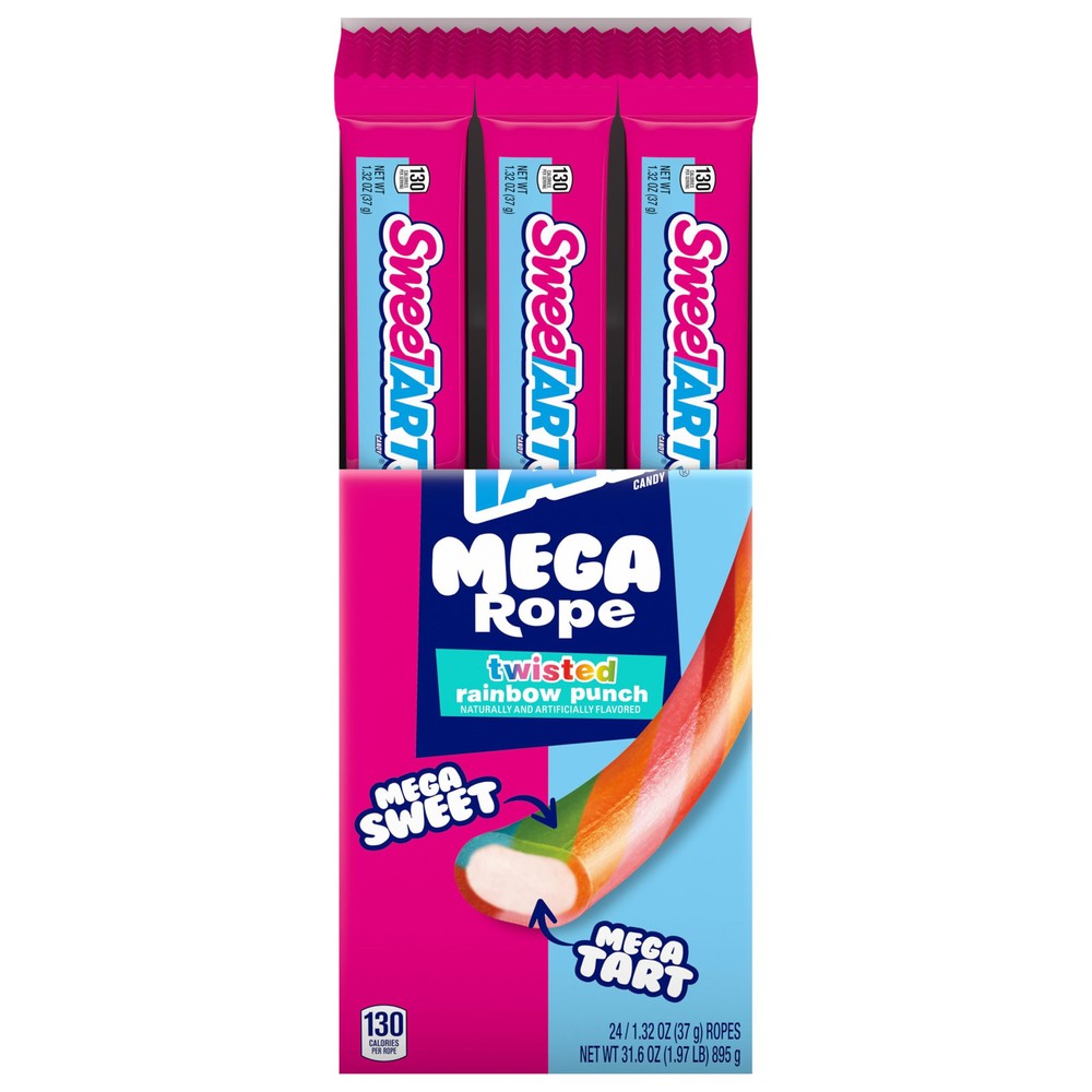 SweeTARTS MEGA Rope Candy 24 Pack Soft Chewy Sweet & Tart Treats