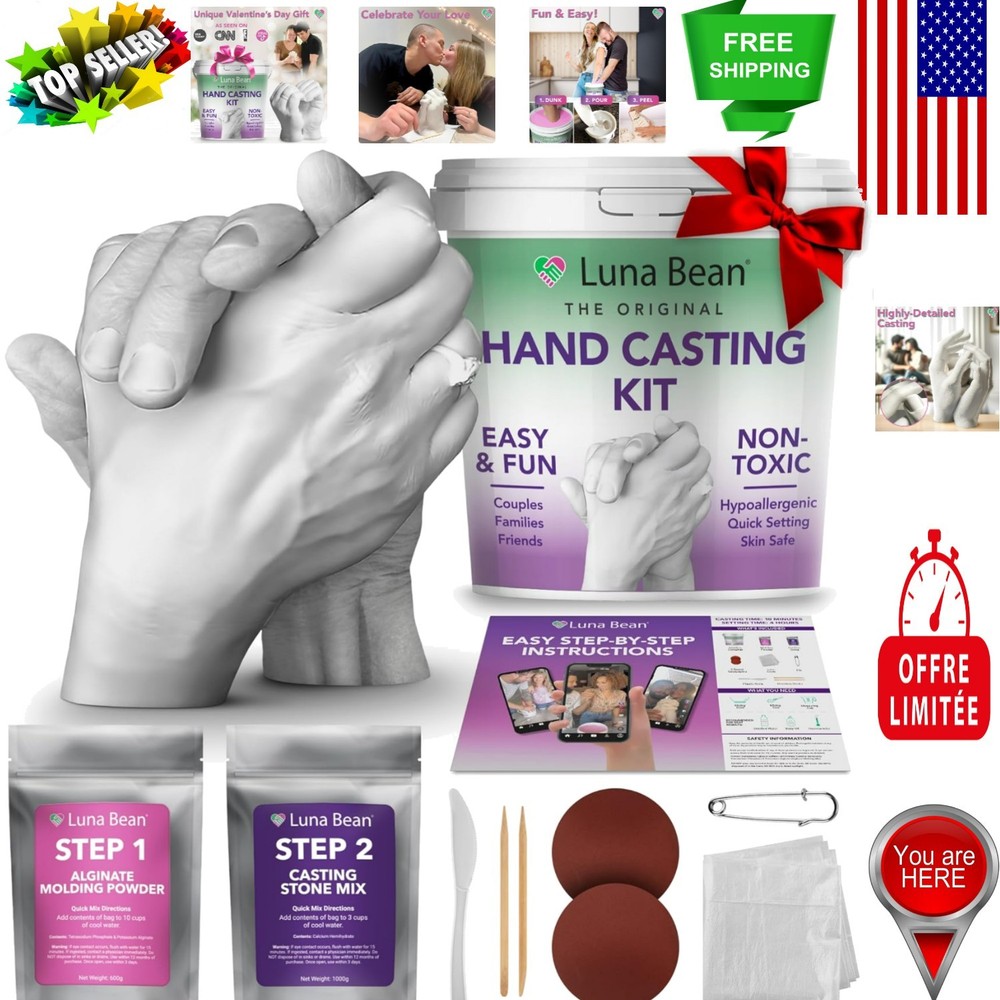 Couples Hand Casting Kit - Unique Anniversary and Wedding Keepsake Creation