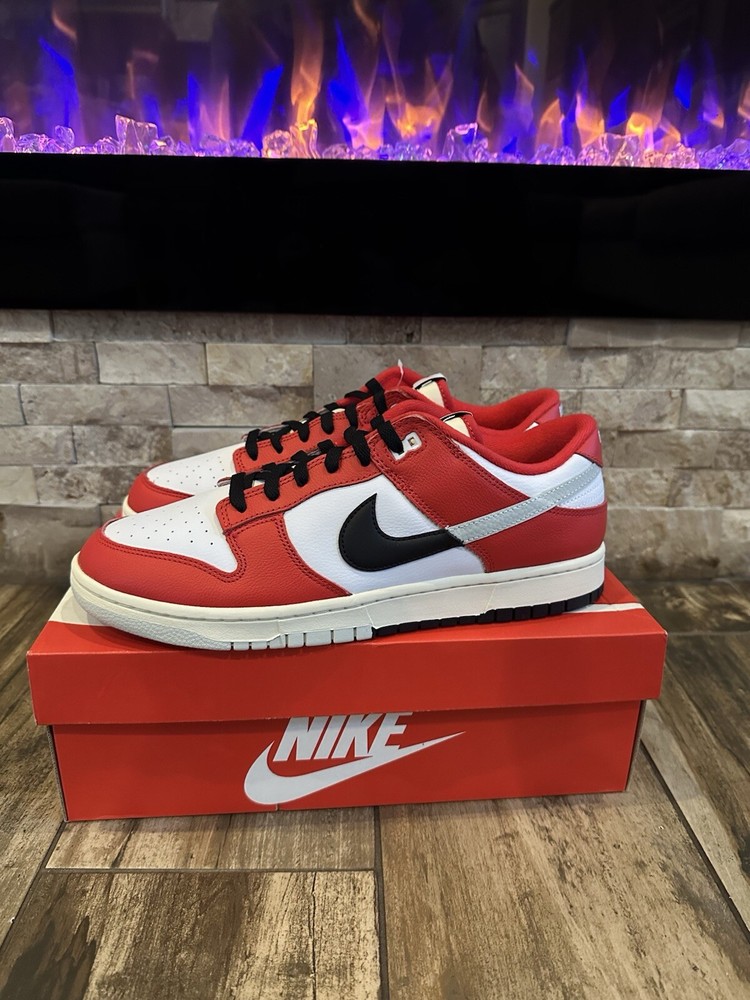 BRAND NEW!!! Nike Dunk Low PRM Chicago Split Red Black Size 12 Men’s DZ2536-600