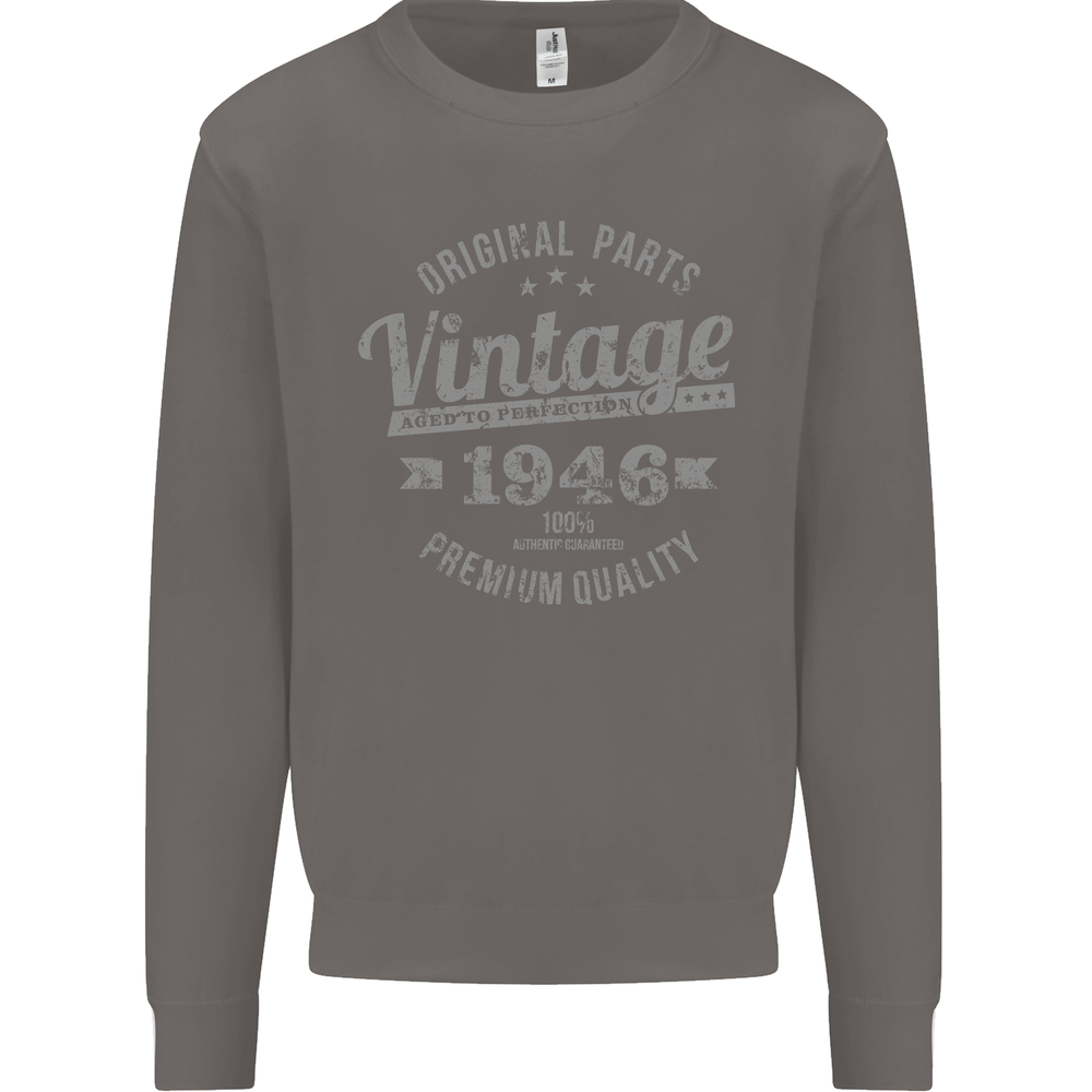 Vintage Year 79th Birthday 1946 Mens Sweatshirt Jumper Charcoal