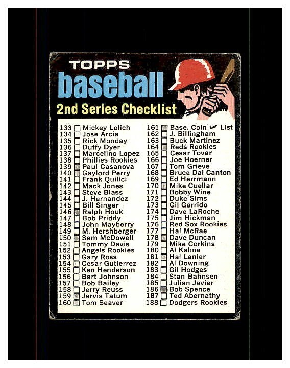 1971 Topps Baseball 2nd Series Checklist Card #123 Marked