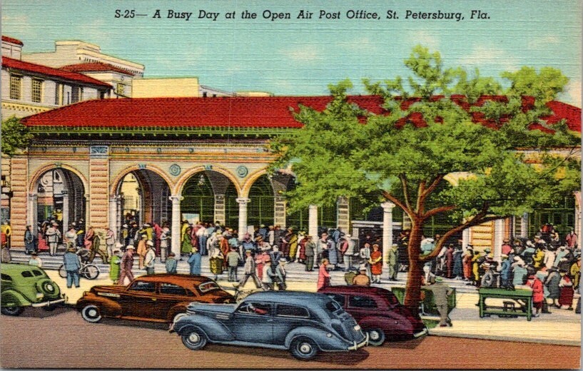 Postcard Open Air Post Office Mail Car Architecture St. Petersburg Florida 18087