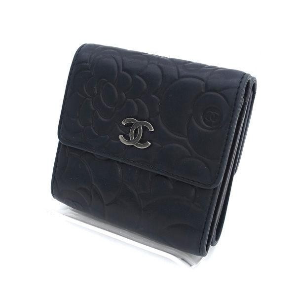 Authentic CHANEL Black Leather Bifold Wallet with Box