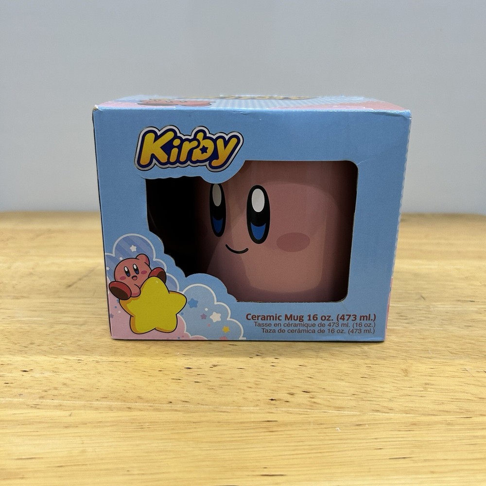 Nintendo Kirby Coffee Mug Cup Big Face Ceramic 16oz Pink Bioworld Dreamland NEW