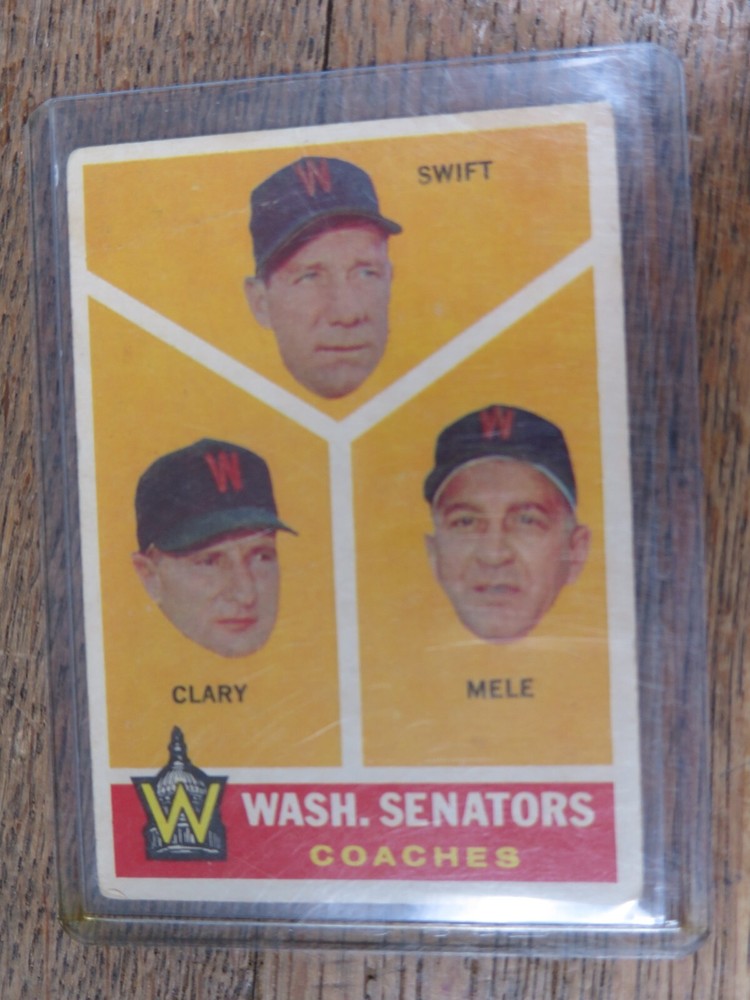 1960 Topps #470 Washington Senators Coaching Staff Baseball Card - Great Condition